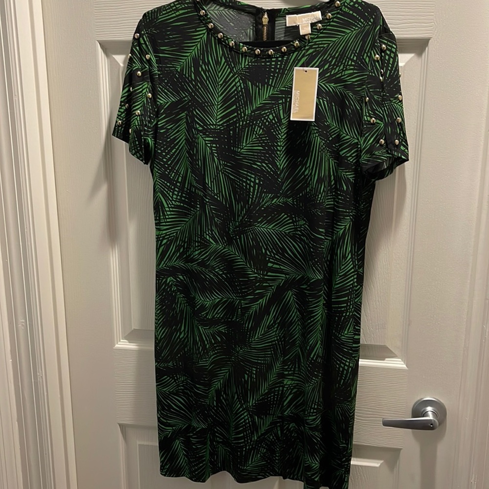 Michael Kors women dress size XL color black /green NWT